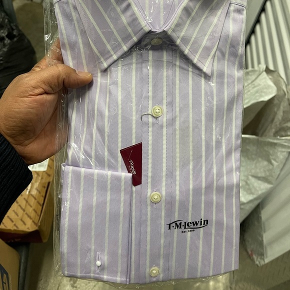 NWT TM Lewin dress shirt Lilac striped Sz 15.5 34.5 - Picture 3 of 4